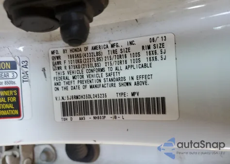 2013 Honda Cr-V Lx from USA, damaged, VIN 5J6RM3H35DL045235